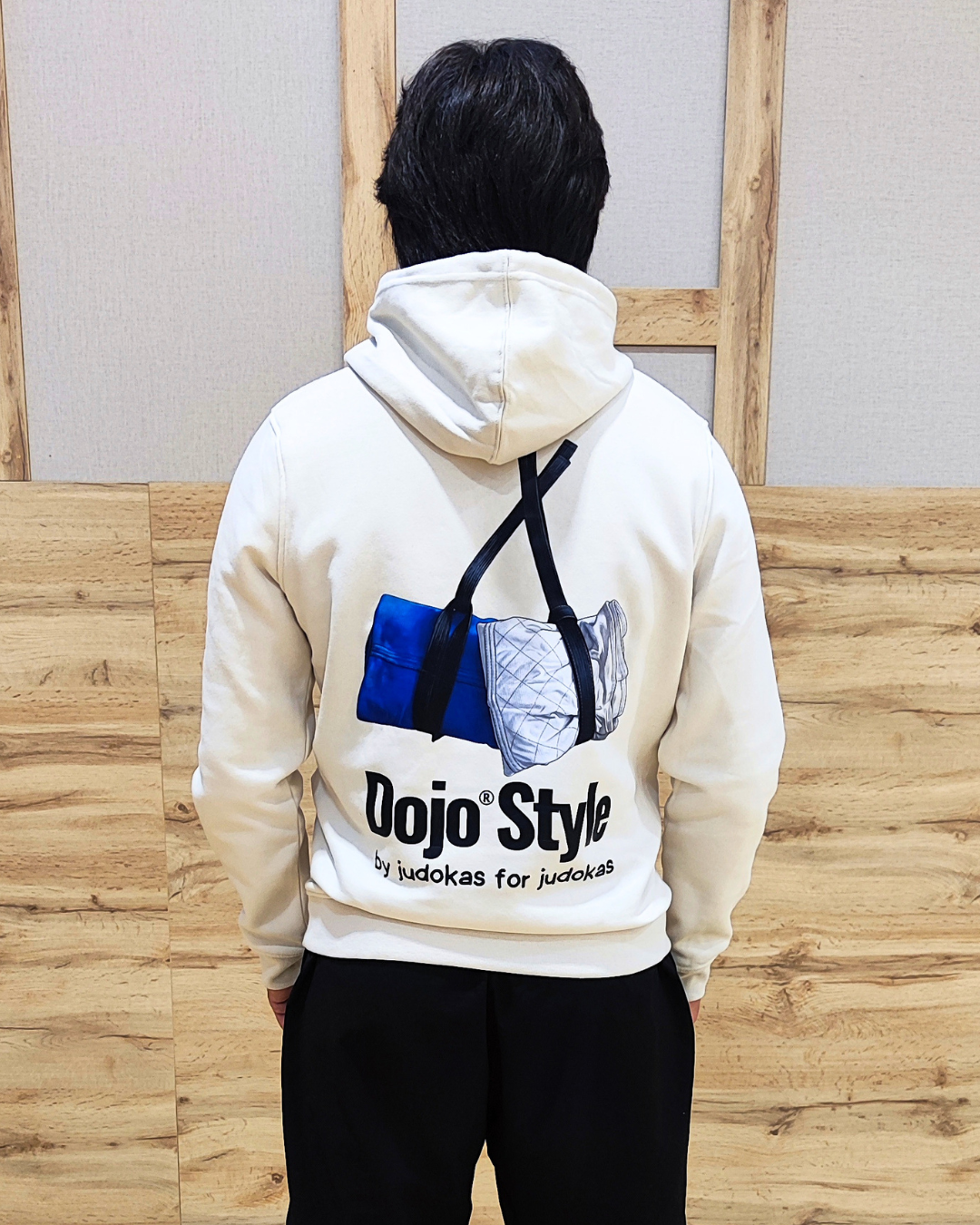 wearing an oversized hoodie