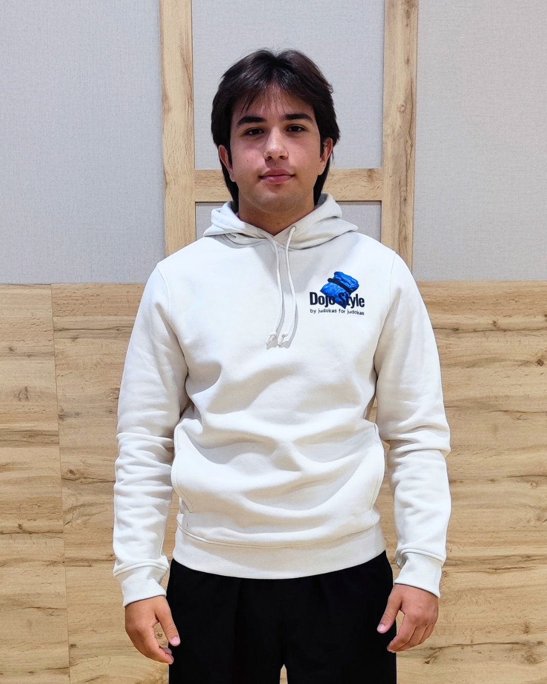 wearing an oversized hoodie